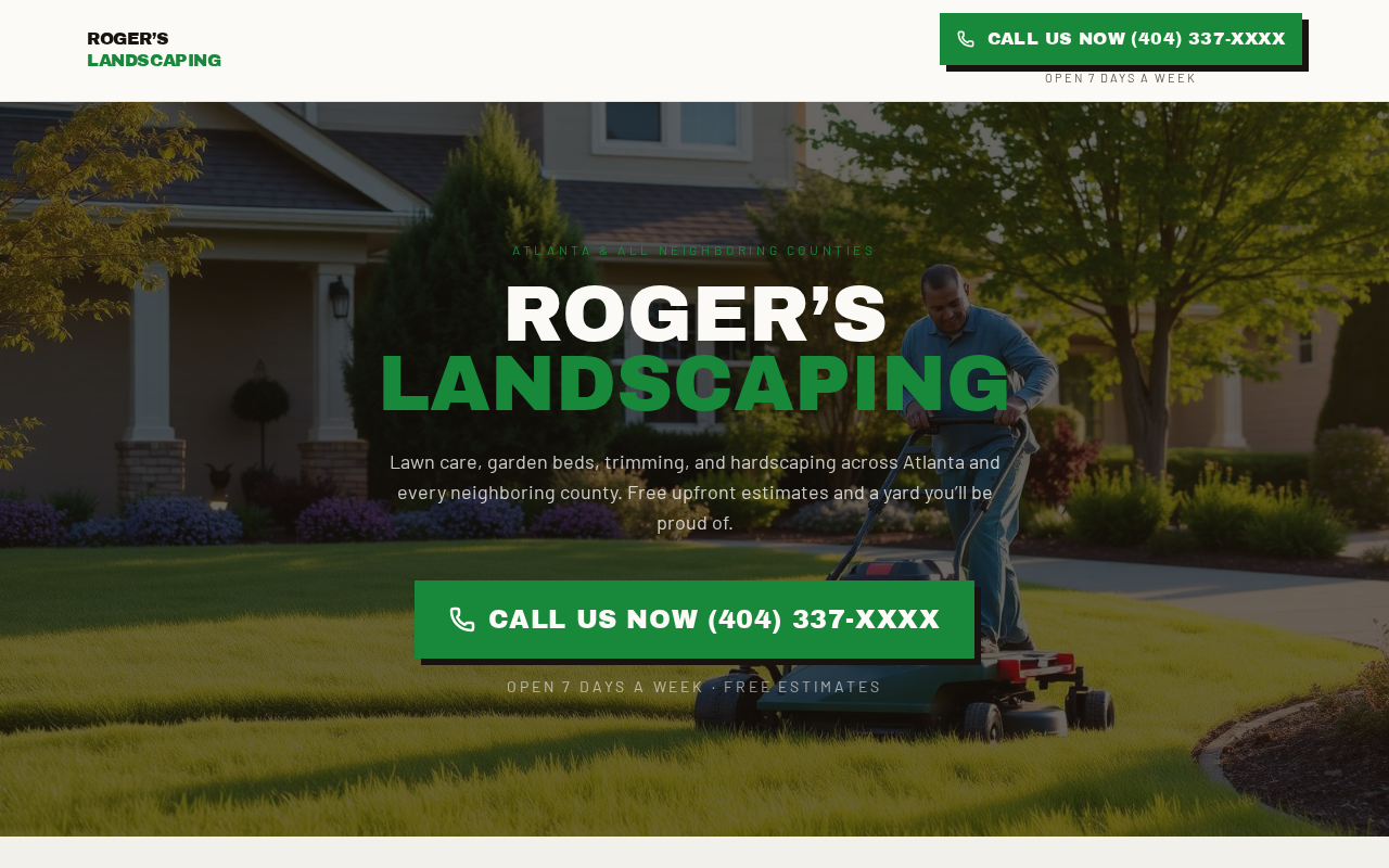 Screenshot of the Roger's Landscaping website designed and built by The Website Artisans
